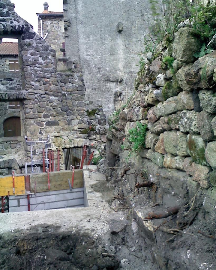 Façade en ruine vue côté 